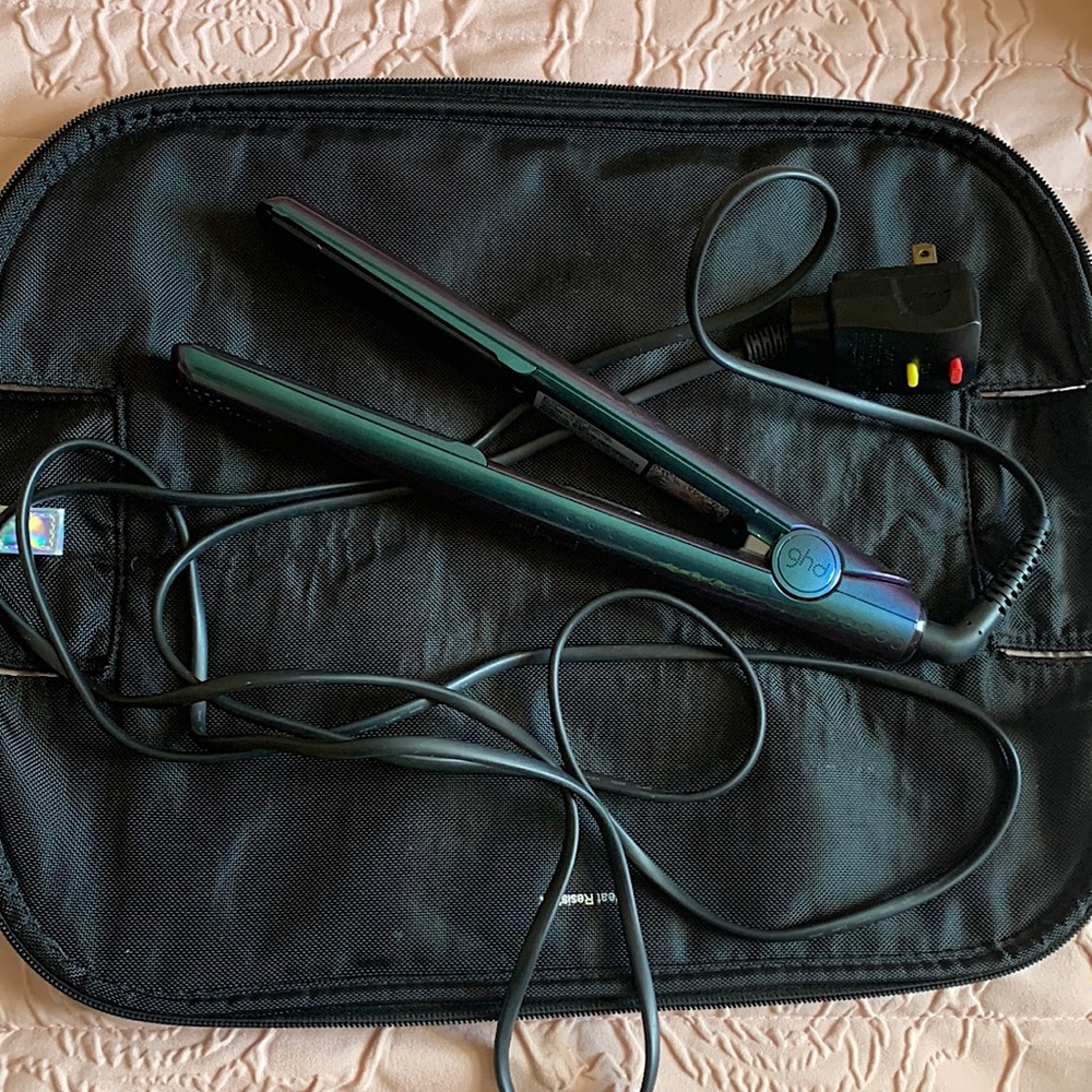 GHD purple blue rainbow 1” flat iron